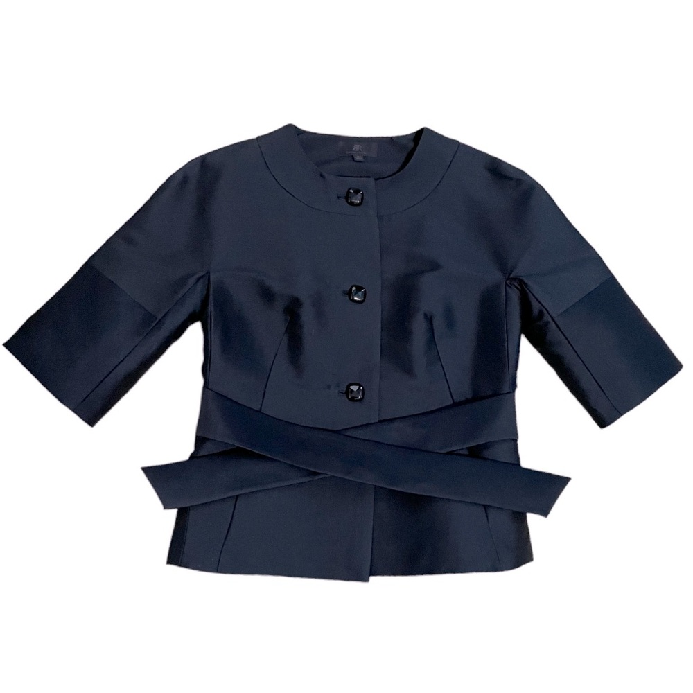 Banana Republic Black Silk Short Sleeve Belted Blazer size 2